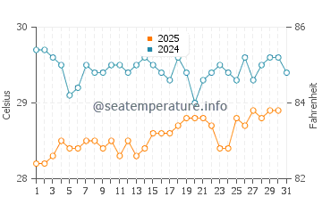 Mullet Bay water temp chart in July