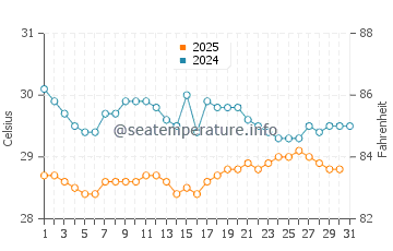 Wassertemperatur Narganá im Juli
