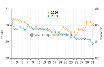 Temperatura del agua en Negros en julio