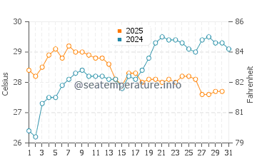 Wassertemperatur Nishinoomote im Juli
