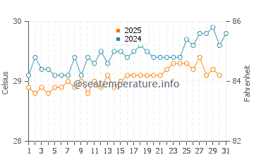 Temperature dell'acqua a Ocho Rios a luglio