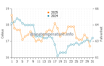 Temperature dell'acqua a Palmas do Arvoredo a luglio