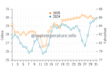 Palmilla water temp chart in July