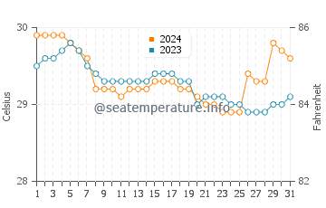Temperatura del agua en Santa Catalina en julio