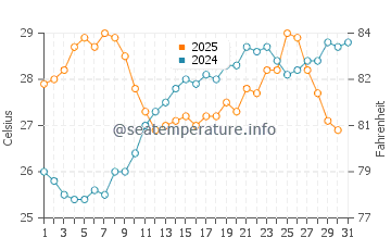 Temperatura del agua en Pizzo en julio