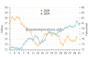 Temperature dell'acqua a Plage de Pramousquier a luglio