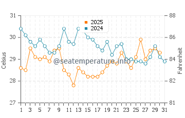Wassertemperatur Port Mansfield im Juli