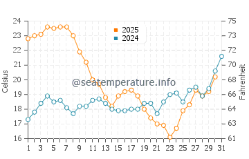 Temperature dell'acqua a Praia do Carvoeiro a luglio