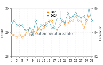 Temperature dell'acqua a Punta Maroma a luglio