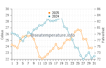 Wassertemperatur Reževići im Juli