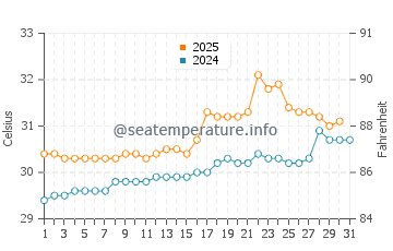 Temperature dell'acqua a Rincón de Guayabitos a luglio