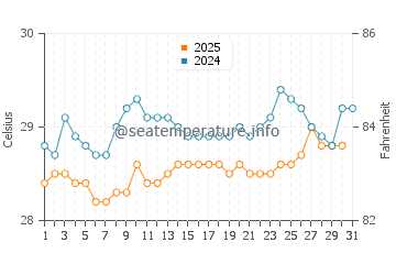 Temperature dell'acqua a Rosignol a luglio