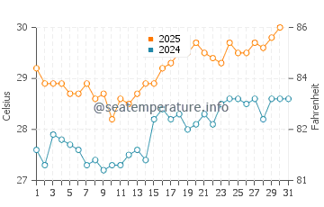 Sargasso Sea water temp chart in July