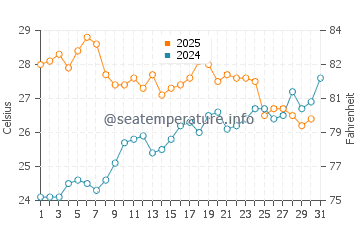 Ses Covetes water temp chart in July