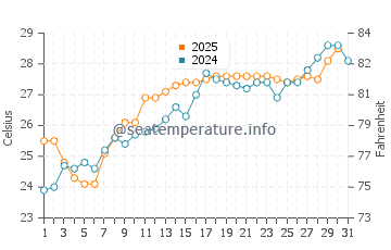 Temperatura del agua en Isla Socorro en julio