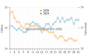Temperature dell'acqua a Toamasina a luglio