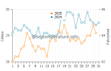 Temperature dell'acqua a San Fernando a luglio