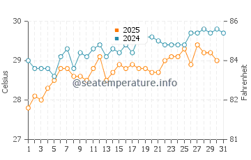 Temperature dell'acqua a Scarborough a luglio