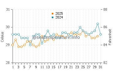 Temperature dell'acqua a Tulum a luglio