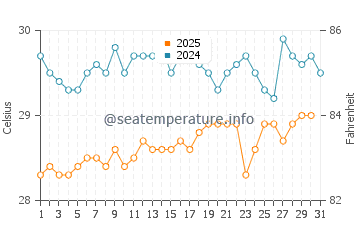 Temperature dell'acqua a Vieques a luglio