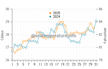 Temperature dell'acqua a Warang a luglio