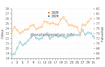 Wassertemperatur Wildwood Crest im Juli