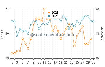Avsallar water temp chart in August