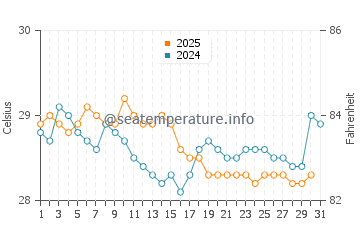 Temperatura vode u Banjarmasin u kolovozu