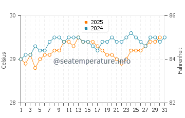 Temperature dell'acqua a Boca de Yuma ad agosto