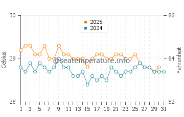 Bonang water temp chart in August