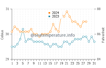 Borongan water temp chart in August