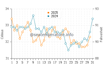 Temperatura del agua en Bukha en agosto