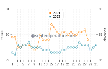 Cagdianao water temp chart in August