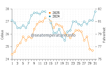 Temperatura del agua en Cala Salions en agosto