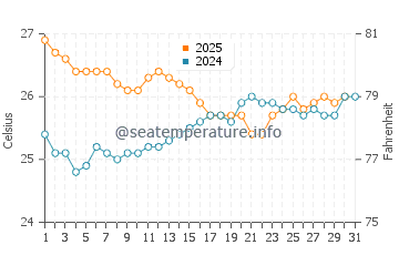 Cape York water temp chart in August
