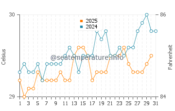 Temperature dell'acqua a Catano ad agosto
