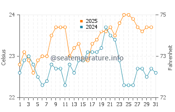 Cofete water temp chart in August