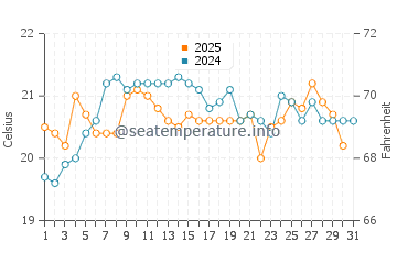 Currumbin water temp chart in August