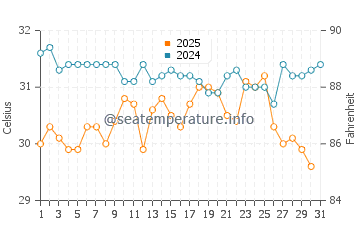 Temperature dell'acqua ad Al-Arish ad agosto