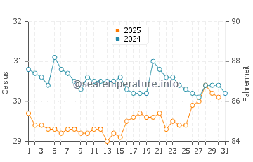 Temperature dell'acqua a El Zonte ad agosto