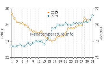 Ellis Beach water temp chart in August