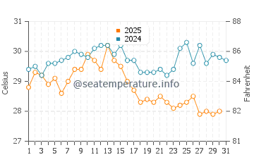 Temperature dell'acqua a Fethiye ad agosto