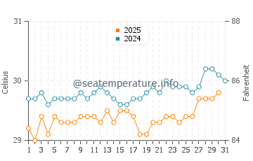 Temperature dell'acqua a Frederiksted ad agosto