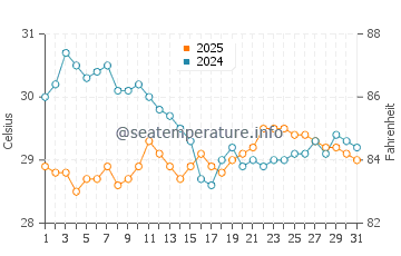 Wassertemperatur Fulidhoo im August