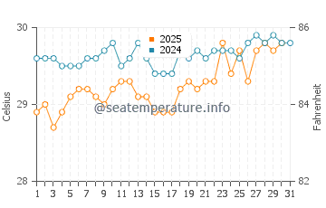 Temperature dell'acqua a Grande Anse ad agosto