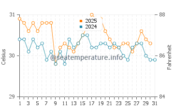 Green Turtle Cay water temp chart in August