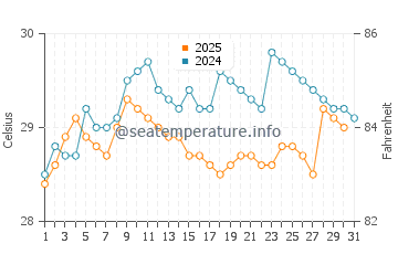 Temperatura vode u Otok Havelock u kolovozu