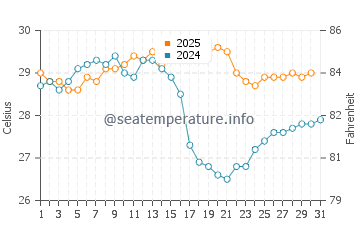 Hog Bay water temp chart in August