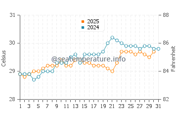Temperature dell'acqua a Holguín ad agosto