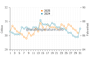 Temperatura da água em El Porvenir em agosto